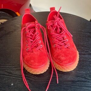 Giuseppe Zanotti Red Suede Sneakers